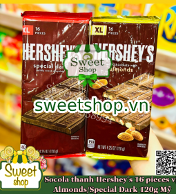  Socola Thanh Hershey's 16 Pieces vị Almond/Special Dark 